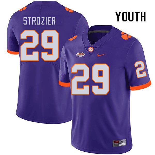 Youth Clemson Tigers Branden Strozier #29 College Purple NCAA Authentic Football Stitched Jersey 23CZ30GW